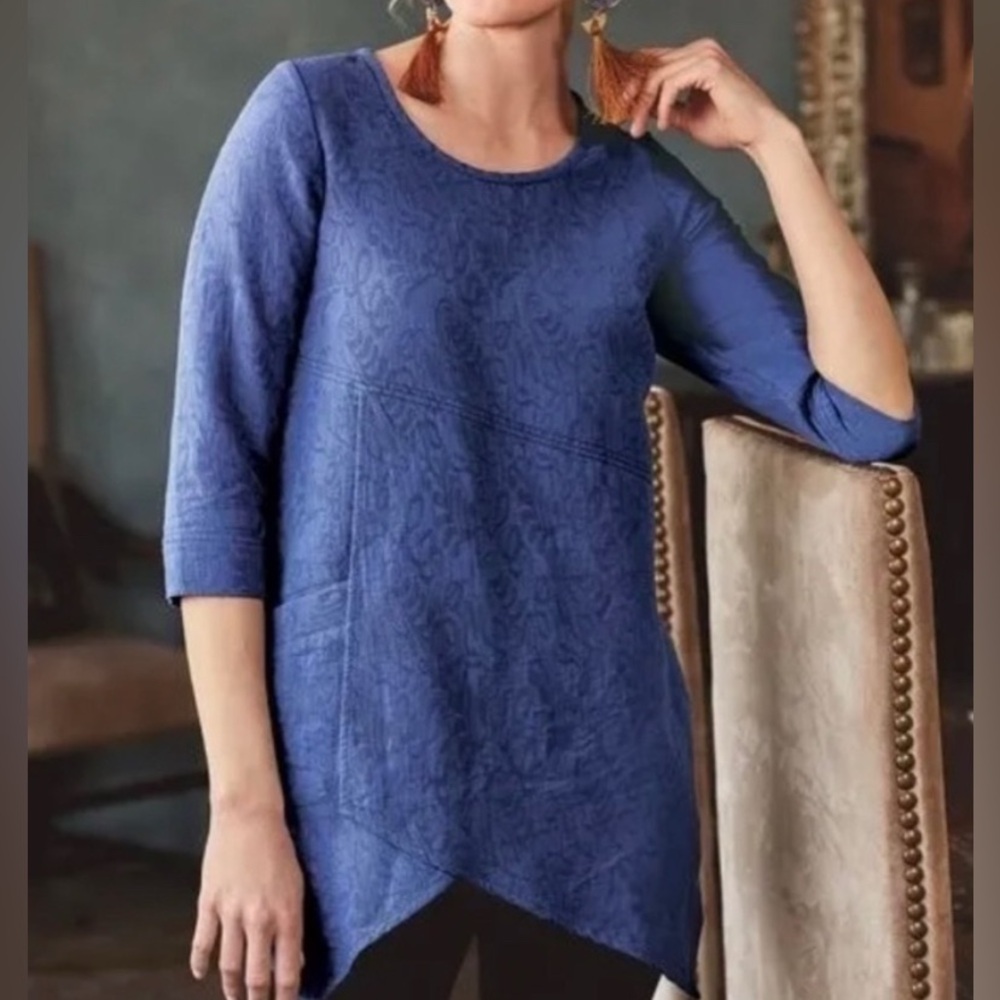 Soft Surroundings XL Rosabella jaquard Gauze Tunic Top  
Asymmetrical hemline - Picture 14 of 15